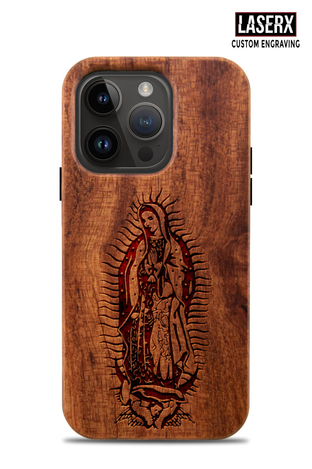 Virgen de Guadalupe Wood Case - Laserx Engraving