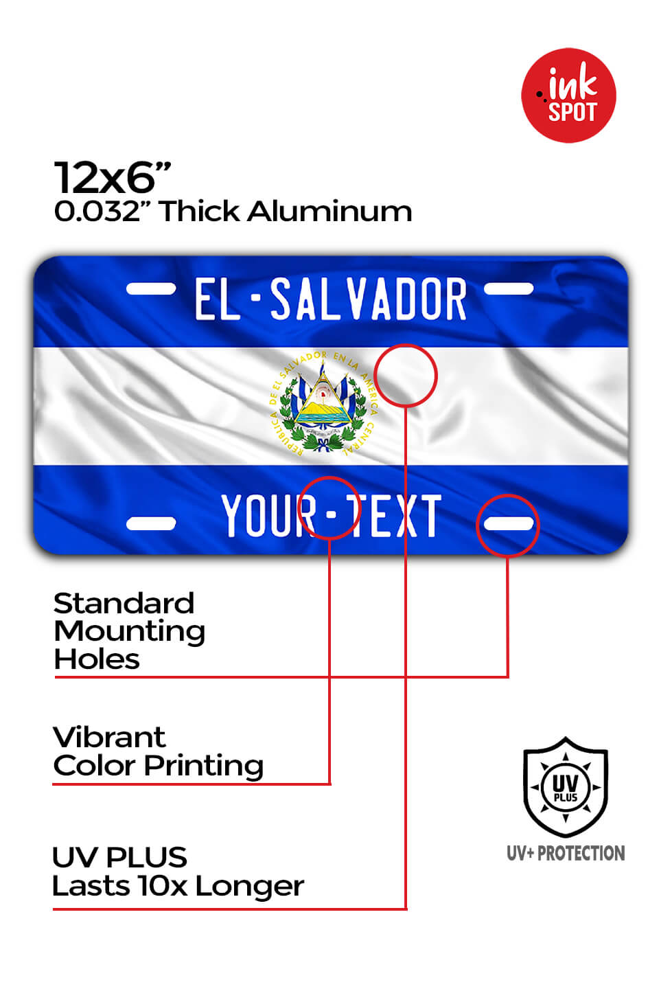 Custom El Salvador License Plate - Laserx Engraving