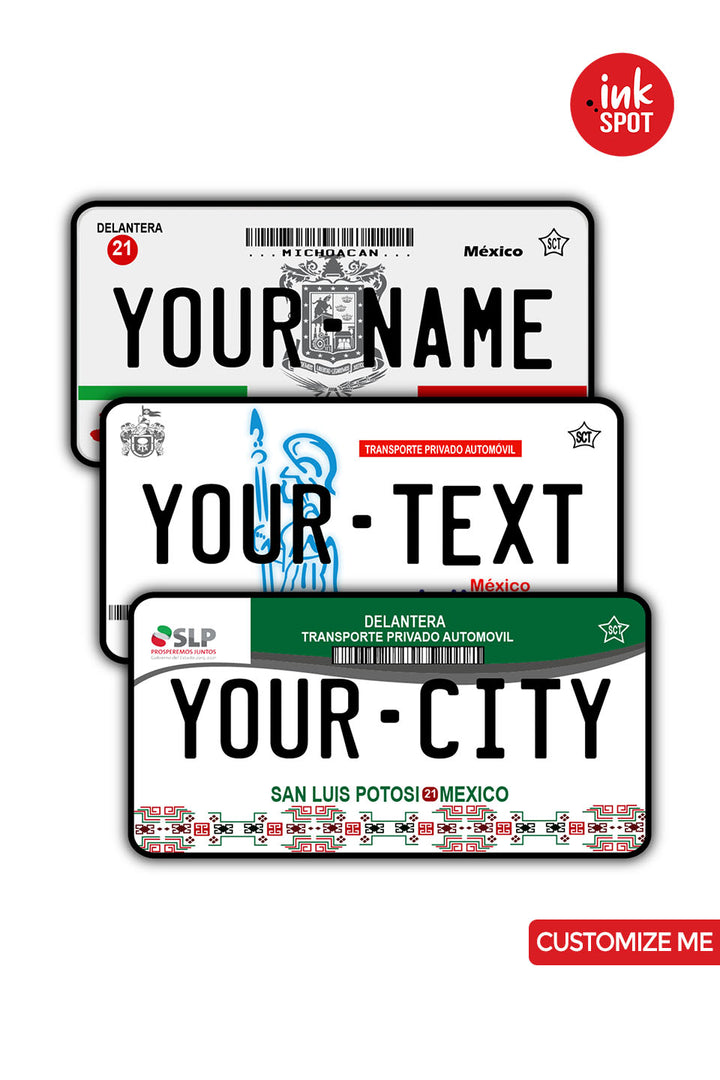 Mexico custom license plate - Customize all 32 States - Shopinkspot.com