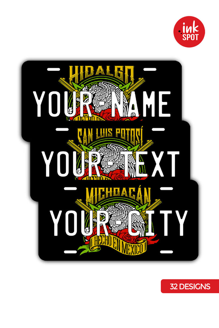 Mexico seal custom license plate - Customize all 32 States - Laserx Engraving