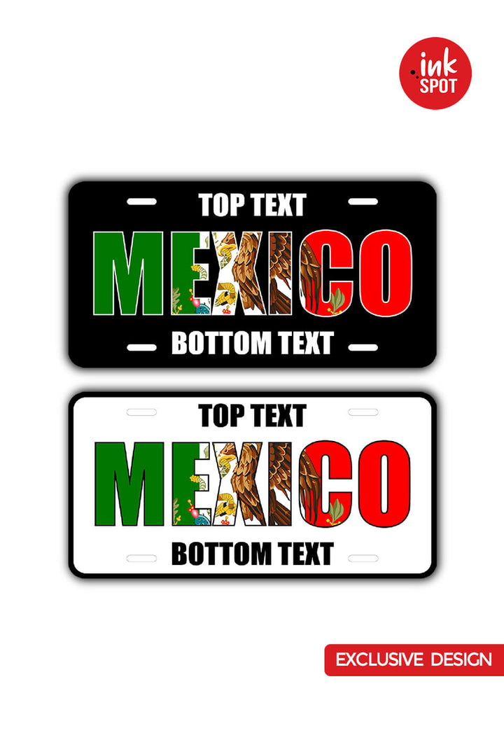 Mexico flag custom license plate - Exclusive Design - Laserx Engraving