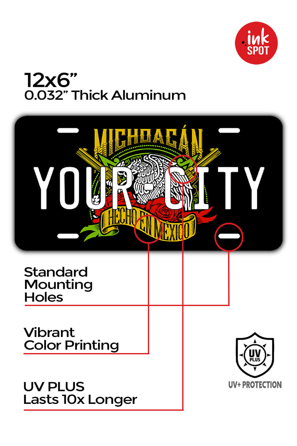 Mexico seal custom license plate - Customize all 32 States - Laserx Engraving