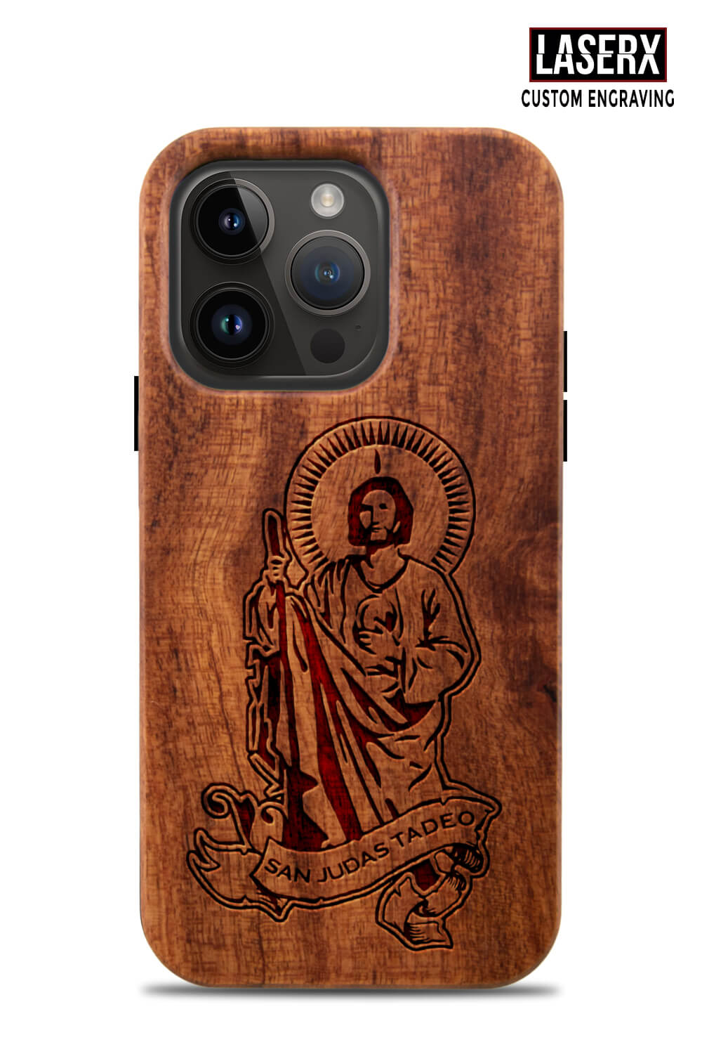 San Judas Tadeo Wood Case - Laserx Engraving